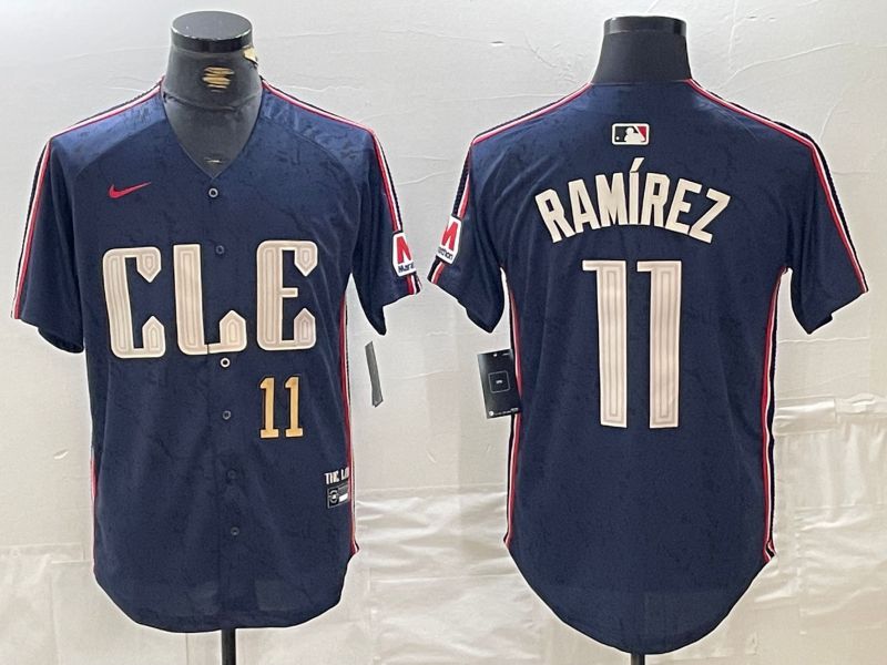 Men Cleveland Indians 11 Ramirez Blue City Edition Nike 2024 MLB Jersey style 4